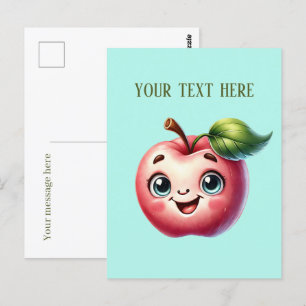 Cute apple lovers add text postcard