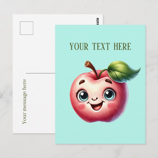Cute apple lovers add text  postcard (Front/Back)