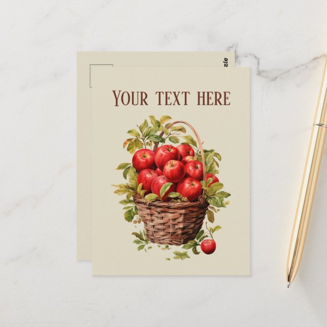 Cute apple lovers vendors fruit add message  postcard (Front/Back In Situ)