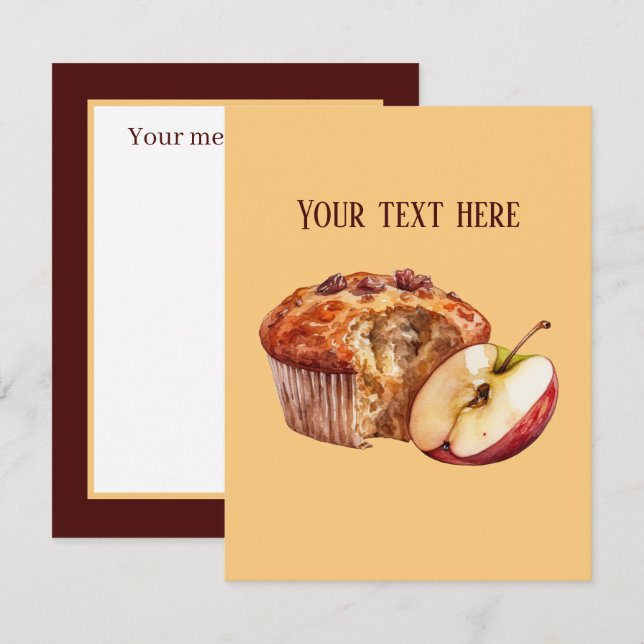Cute apple muffin add message note card (Front/Back)