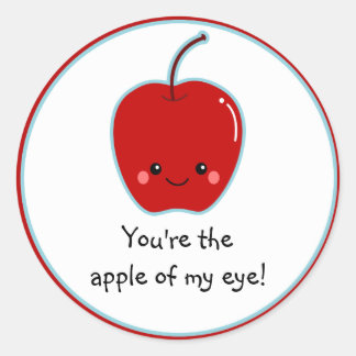 Cute Apple of My Eye Cartoon Classic Round Sticker