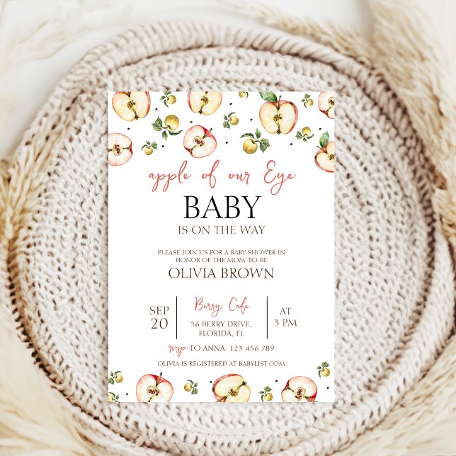 cute Apple Of Our Eye Baby Shower Invitation (Creator Uploaded)