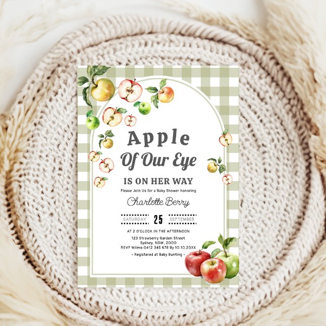 cute Apple Of Our Eye Baby Shower Invitation (Creator Uploaded)