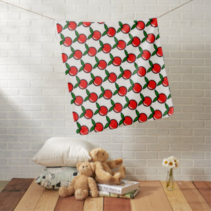 Cute Apple or Cherry, Fun Kitchen Fruit Cartoon Baby Blanket