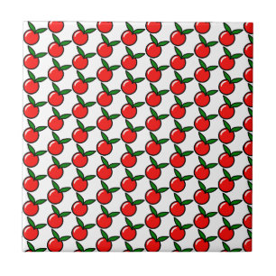 Cute Apple or Cherry, Fun Kitchen Fruit Cartoon Ceramic Tile