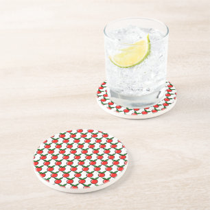 Cute Apple or Cherry, Fun Kitchen Fruit Cartoon Coaster