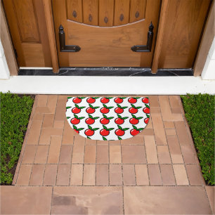 Cute Apple or Cherry, Fun Kitchen Fruit Cartoon Doormat