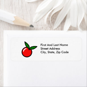 Cute Apple or Cherry, Fun Kitchen Fruit Cartoon Label