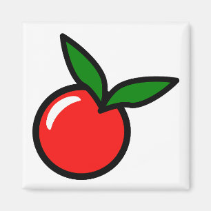 Cute Apple or Cherry, Fun Kitchen Fruit Cartoon Magnet
