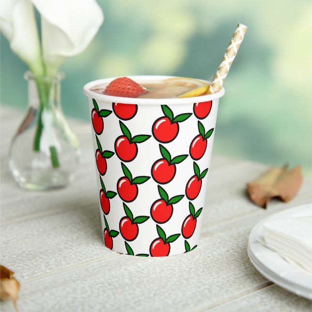 Cute Apple or Cherry, Fun Kitchen Fruit Cartoon Paper Cups (Insitu)