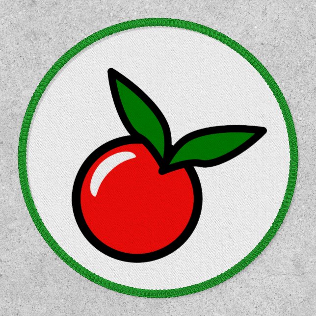 Cute Apple or Cherry, Fun Kitchen Fruit Cartoon Patch (Front)