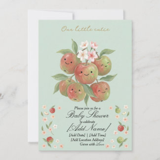 Cute Apple Our Little Cutie Birthday Invitation