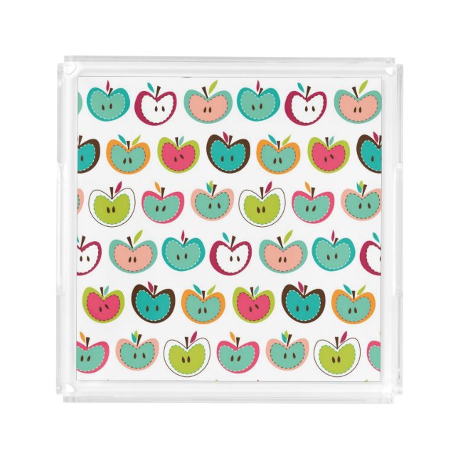 Cute apple pattern acrylic tray (Front)