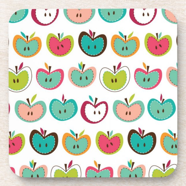 Cute apple pattern beverage coaster (Front)
