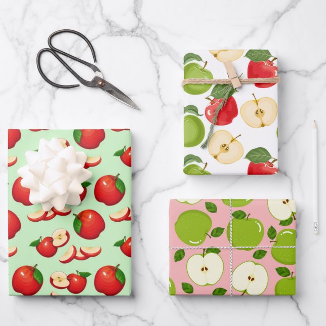 cute apple pattern fruit lovers wrapping paper sheets (Front)