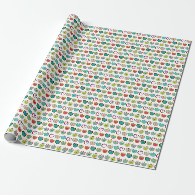 Cute apple pattern wrapping paper (Unrolled)