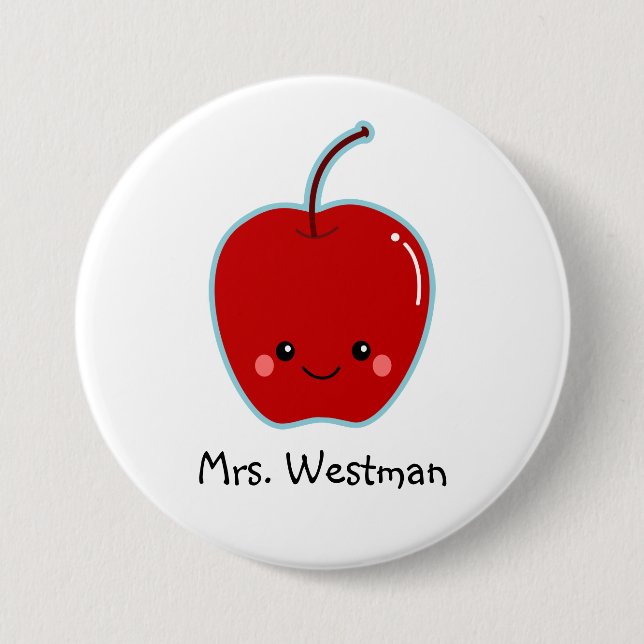 Cute Apple Personalized for Teacher Button (Front)