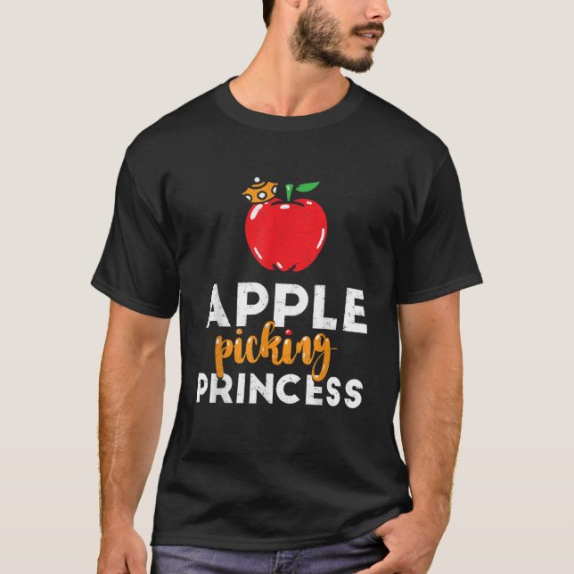 Cute Apple Picking Princess for Toddlers and Girls T-Shirt (Front)