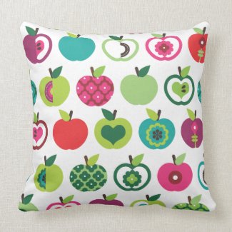 Cute apple retro pattern flower design throwpillow
