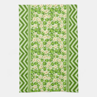 Cute Apple Slice Polka Dot & Chevron Green Kitchen Towel