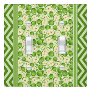 Cute Apple Slice Polka Dot & Chevron Green Light Switch Cover