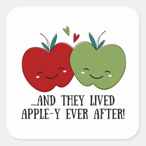 Cute Apple Square Sticker