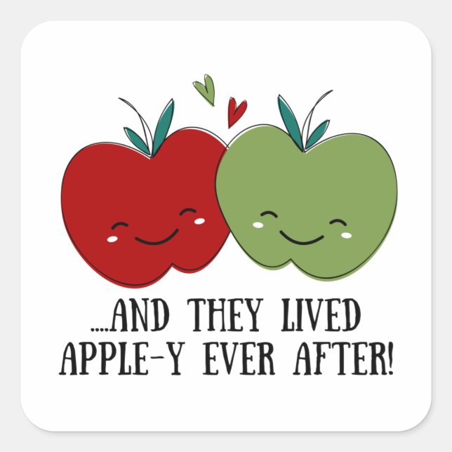 Cute Apple Square Sticker (Front)