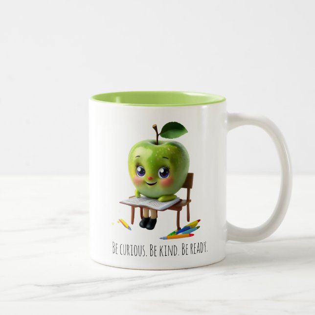 Cute Apple Student Mug – Be Curious Be Kind Be Rea (Right)