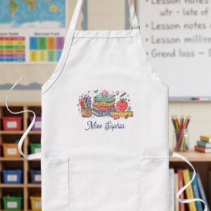 Cute Apple Teacher Appreciation Personalized Name  Long Apron