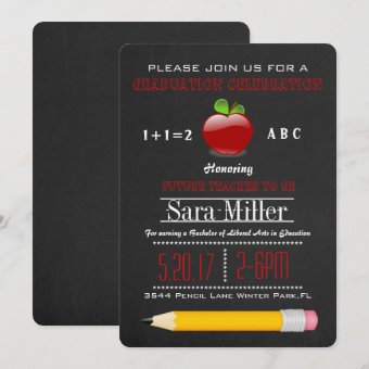 Cute Apple Teacher Graduation Invitation | Zazzle