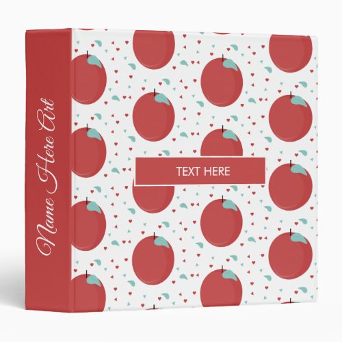 Cute Apple Teacher Pattern 3 Ring Binder