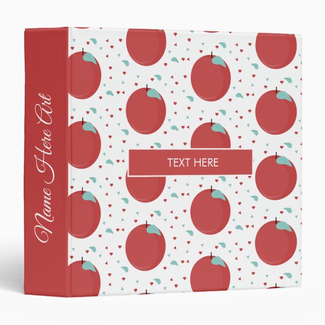 Cute Apple Teacher Pattern 3 Ring Binder (Front/Spine)