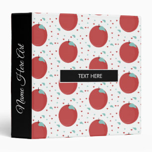 Cute Apple Teacher Pattern 3 Ring Binder