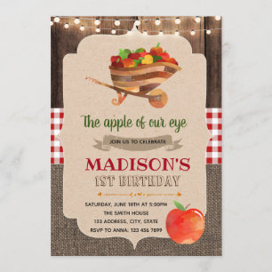 Cute apple theme party invitation