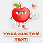 Cute Apple Thumbs Up Custom Text Sticker