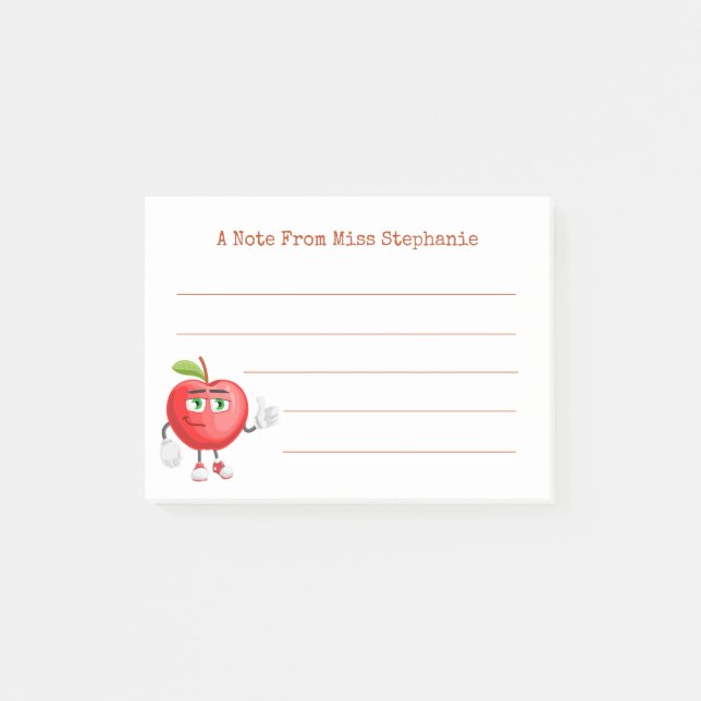 Cute Apple Thumbs Up From Teacher Post-it Notes (Front)