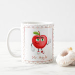 Cute Apple Thumbs Up Teacher Name  Coffee Mug