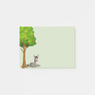 Cute Apple Tree Cartoon Donkey Notes