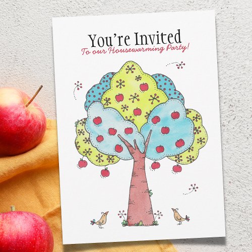 Cute Apple Tree Housewarming Party Invitation