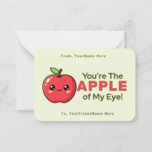 Cute Apple Valentine Classroom Note Card 