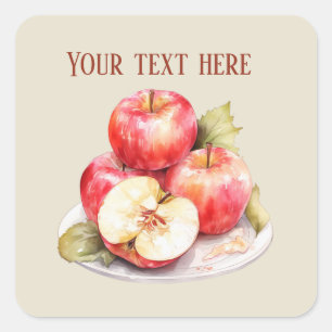 Cute apple vendors add text square sticker