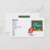 cute apple with back to school chalkboard cartoon business card (Front/Back)