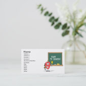 cute apple with back to school chalkboard cartoon business card (Standing Front)