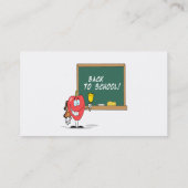 cute apple with back to school chalkboard cartoon business card (Back)