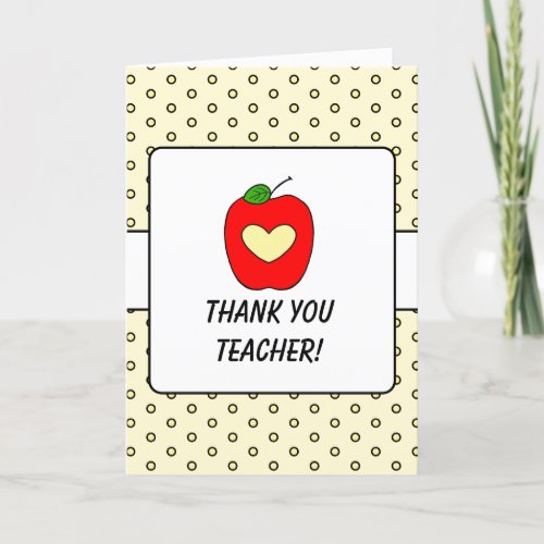 Cute Apple With Heart Teacher  Thank You Card