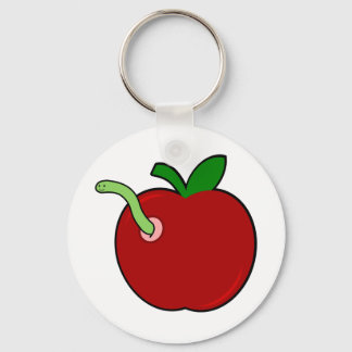Cute Apple with Worm Keychain