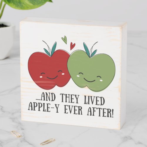 Cute Apple Wooden Box Sign