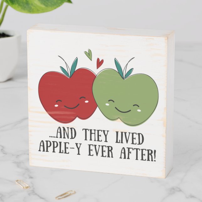 Cute Apple Wooden Box Sign (In Situ Horizontal)
