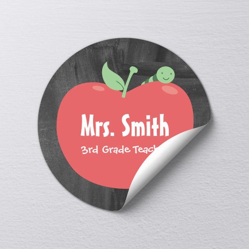 Cute Apple  Work School Teacher Tutor Classic Round Sticker