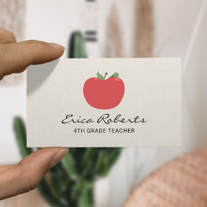 Cute Apple & Worm Teacher Tutor Business Card